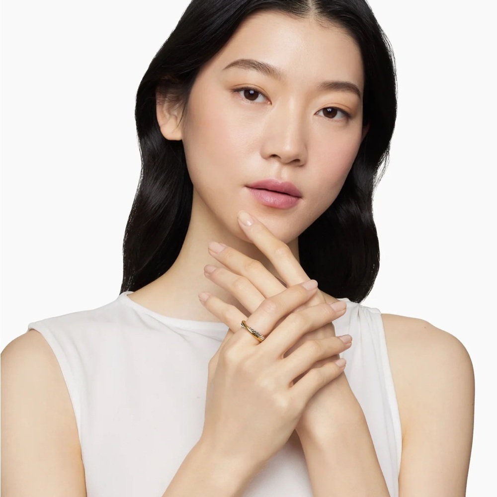 David Yurman Yellow Gold and Black Cable Ring